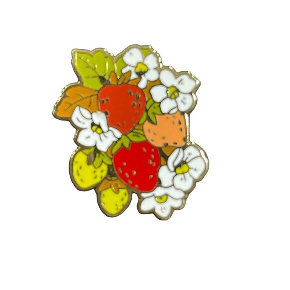 None Jewelry - Strawberry Patch Lapel Pin Fruit Food Dessert Brooch Badge Accessories Pin Gift